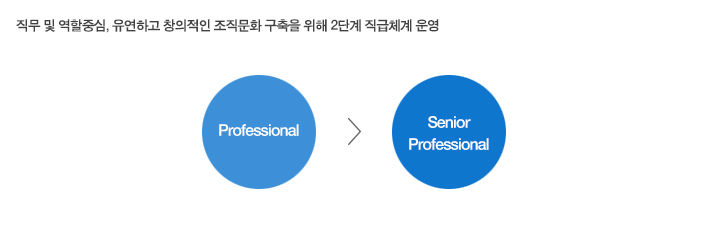 공통직 (경영지원, 영업, 마케팅 등) : 사원 - 대리 - 과장 - 차장 - 부장